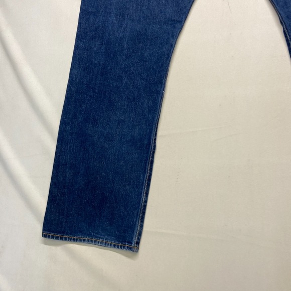 Levi's 501 Original Fit Jeans Mens 42x32 Dark Blue Denim Straight Leg Stretch - Picture 3 of 11